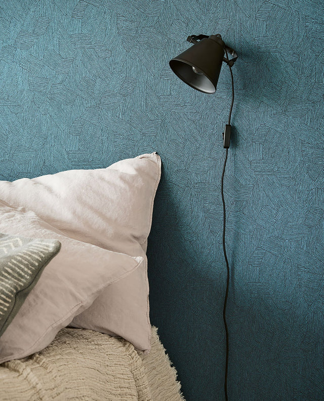 Clio Blue Lined Geometric Wallpaper with Abstract Modern Pattern - Eijffinger EJ318006