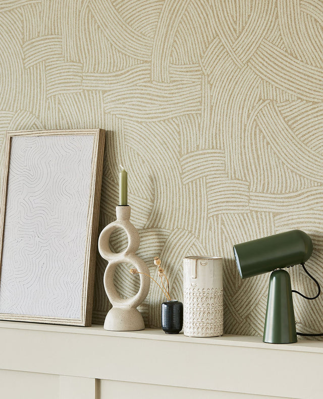 Freesia Brown Abstract Woven Wallpaper with Modern Graphics Pattern - Eijffinger EJ318013