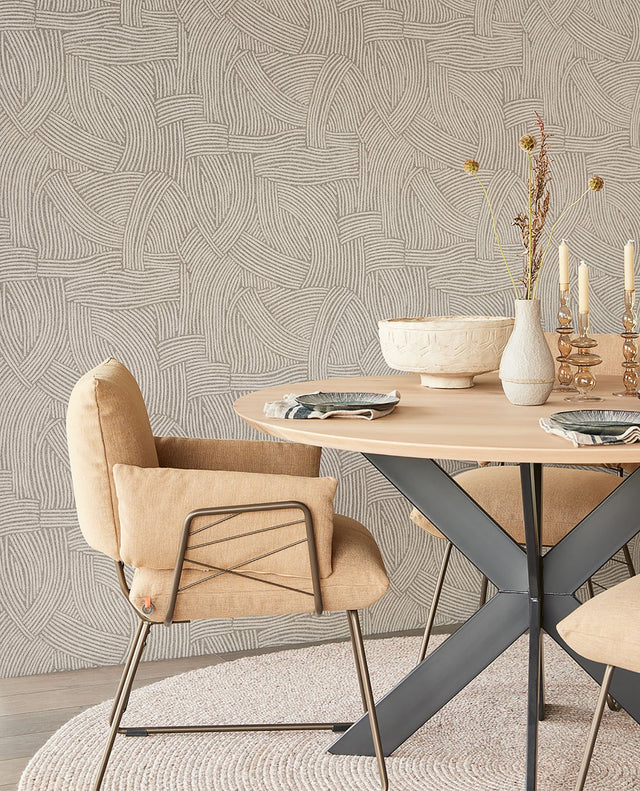 Freesia Charcoal Abstract Woven Wallpaper with Modern Graphic Pattern - Eijffinger EJ318015