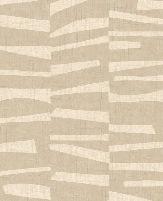 Ode Beige Staggered Stripes Wallpaper with Modern Geometric Pattern - Eijffinger EJ318020