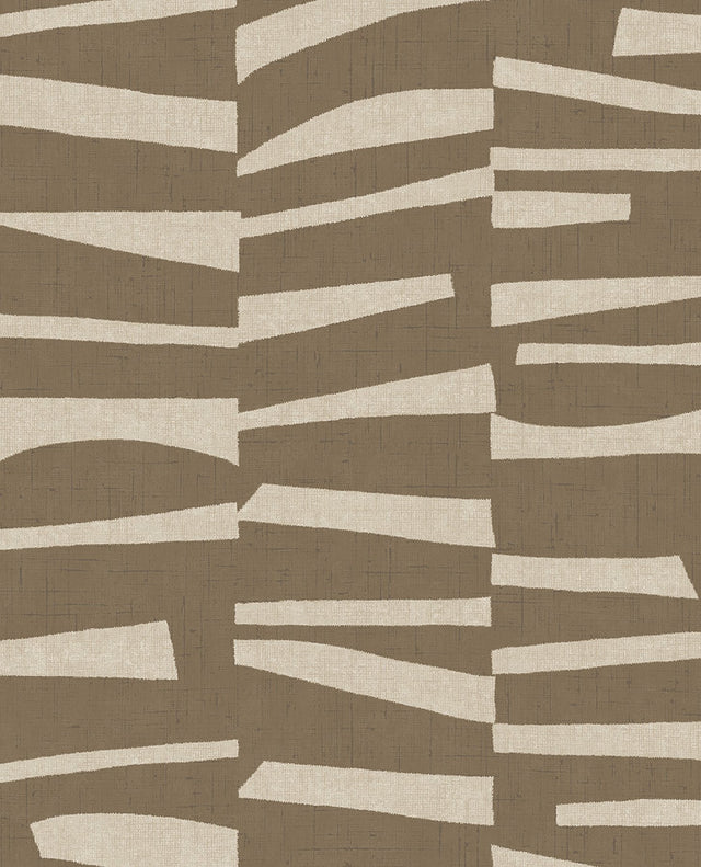 Ode Brown Staggered Stripes Wallpaper with Modern Geometric Pattern - Eijffinger EJ318023
