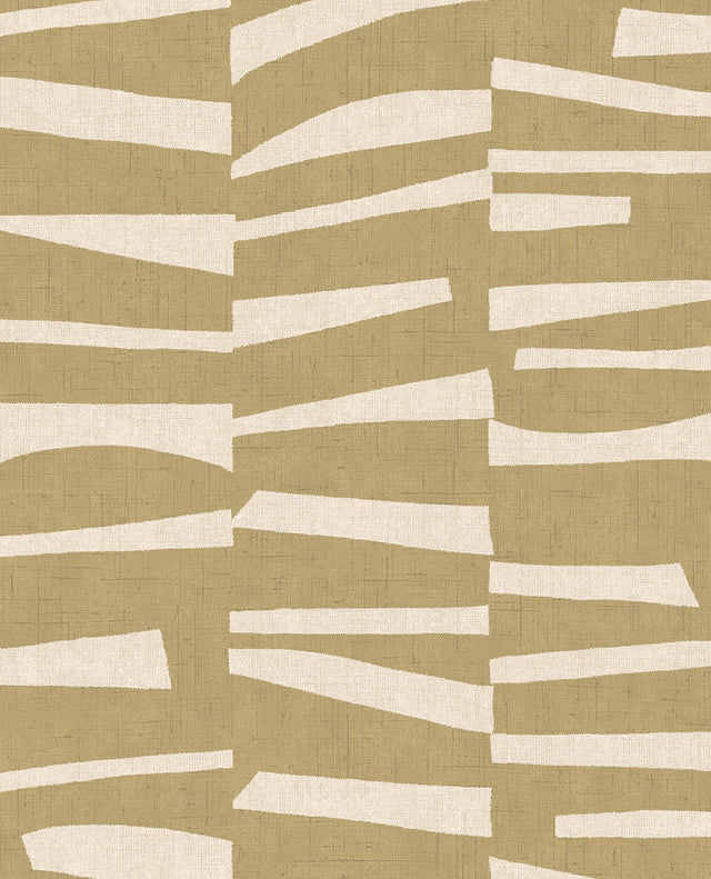 Ode Mustard Staggered Stripes Wallpaper with Modern Geometric Graphics Pattern - Eijffinger EJ318024