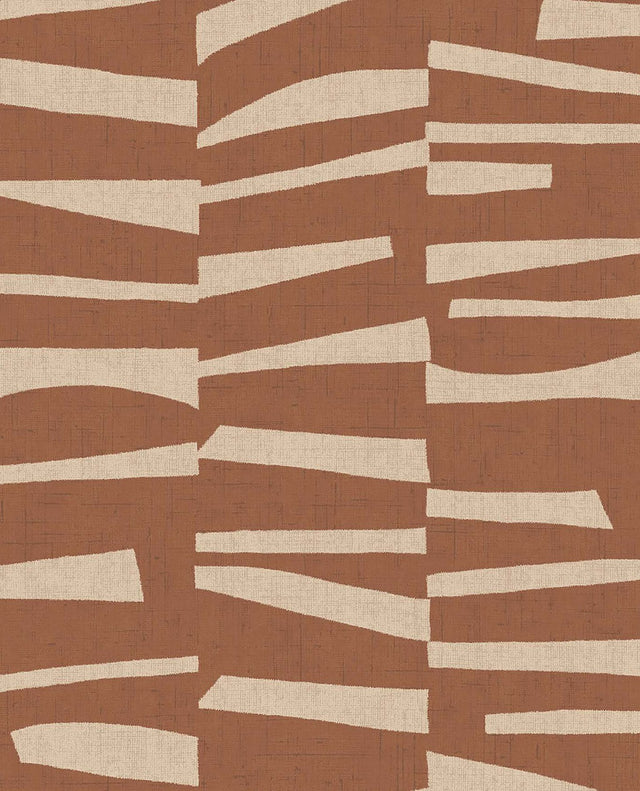 Ode Rust Staggered Stripes Wallpaper with Modern Geometric Graphic Motif - Eijffinger EJ318026