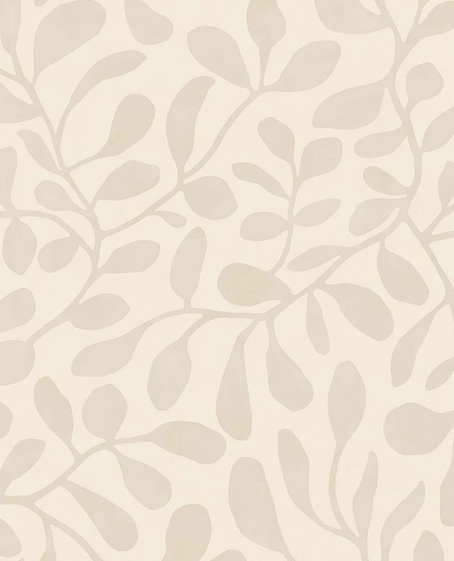 Fiona Eggshell Leafy Vines Wallpaper with Botanical Farmhouse Motif - Eijffinger EJ318030