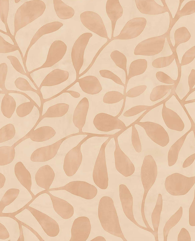 Fiona Peach Leafy Vines Wallpaper with Farmhouse Botanical Style - Eijffinger EJ318031