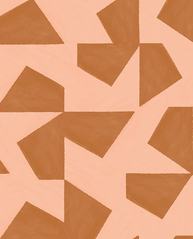 Azad Rust Abstract Geometric Wallpaper with Bohemian Graphic Geometrics - Eijffinger EJ318041