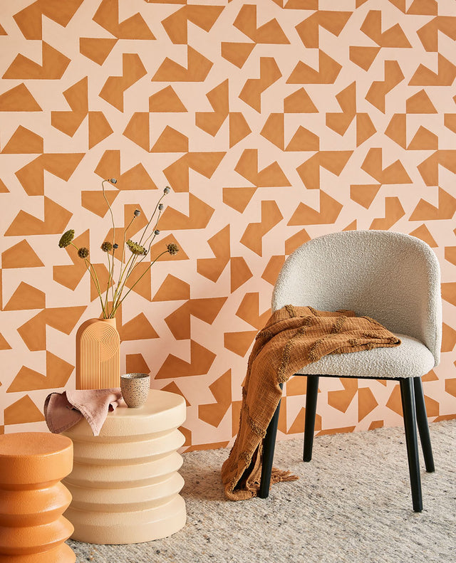 Azad Rust Abstract Geometric Wallpaper with Bohemian Graphic Geometrics - Eijffinger EJ318041