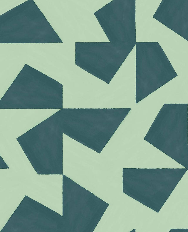 Azad Sea Green Abstract Geometric Wallpaper with Bohemian Graphic Motif - Eijffinger EJ318042