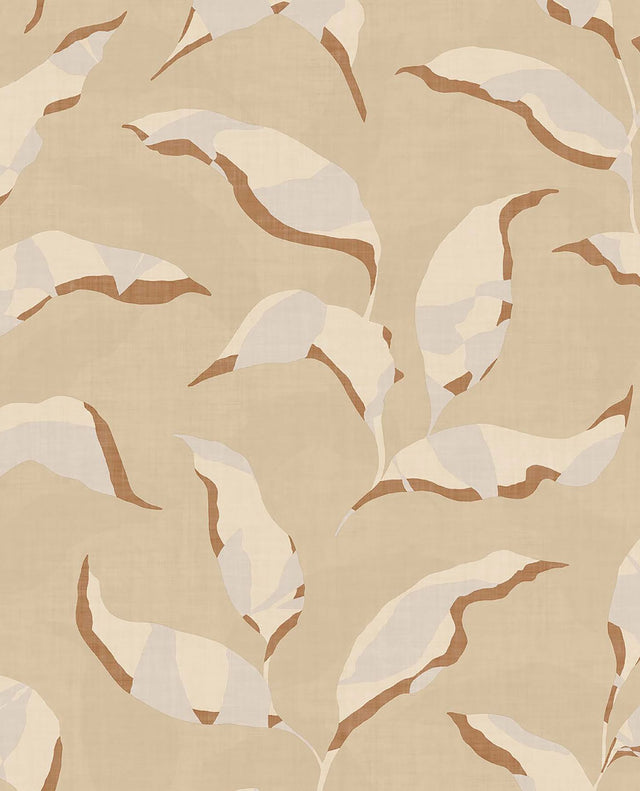 Callista Neutral Leaves Wallpaper with Tropical Botanical Pattern - Eijffinger EJ318050