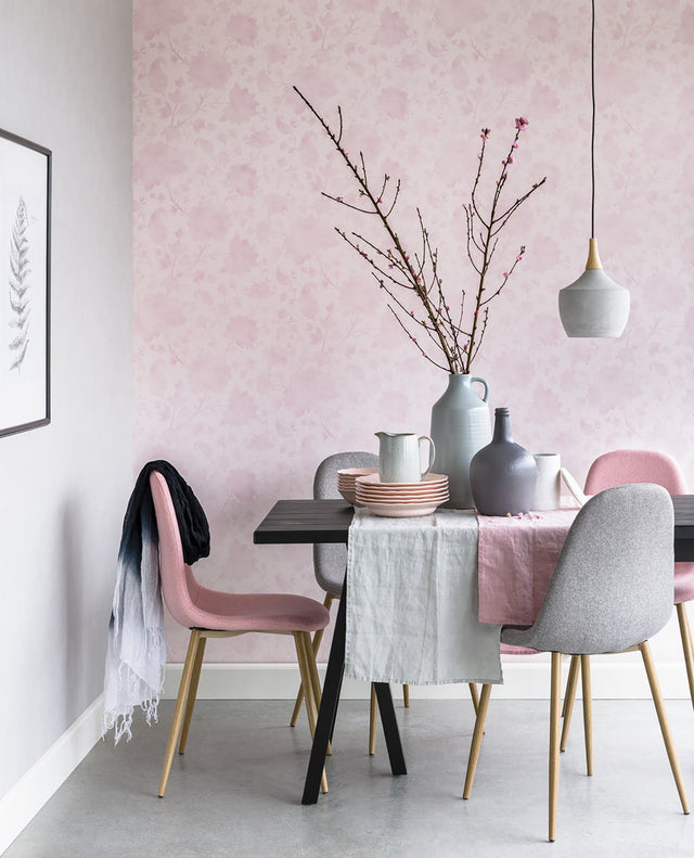 Avens Light Pink Floral Wallpaper with Traditional Botanical Flowers - Eijffinger EJ363041
