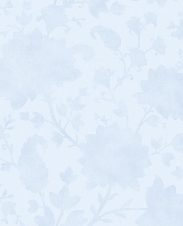 Avens Light Blue Floral Wallpaper with Traditional Botanical Flower Silhouette - Eijffinger EJ363042
