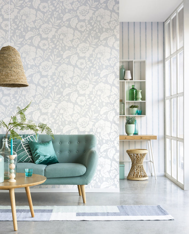 Avens Mint Floral Wallpaper
