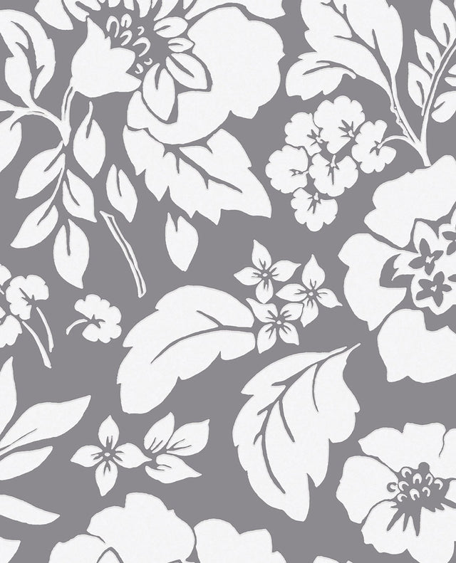 Avens Grey Floral Wallpaper