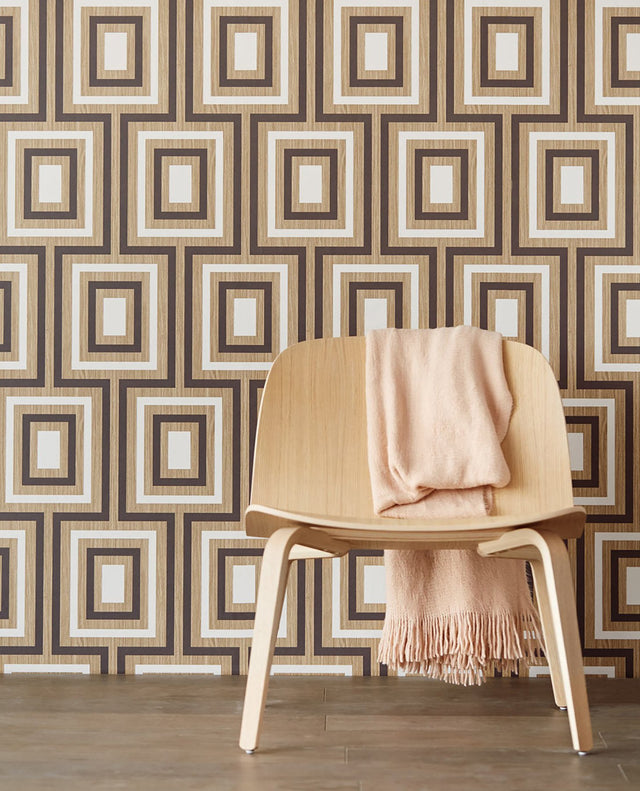 Loke Charcoal Wood Geometric Wallpaper