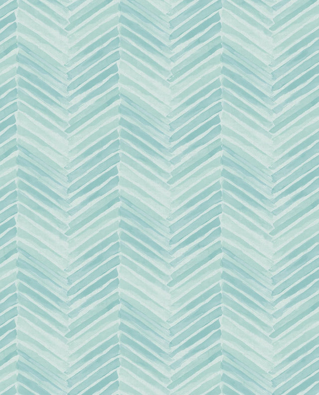 Tilde Turquoise Chevron Wallpaper