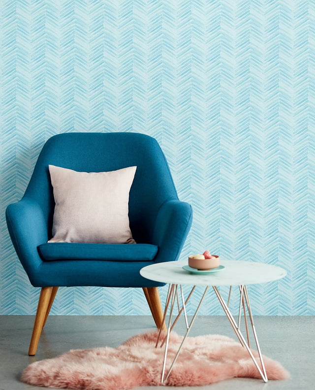 Tilde Turquoise Chevron Wallpaper
