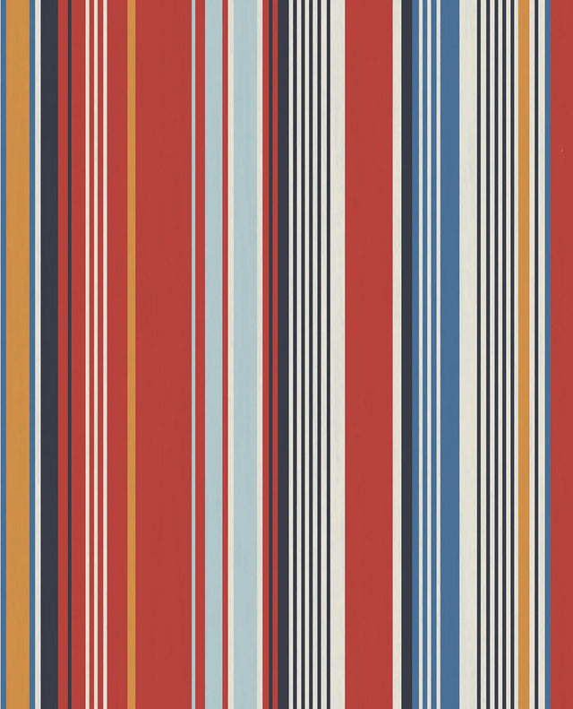 Svea Red Stripe Wallpaper