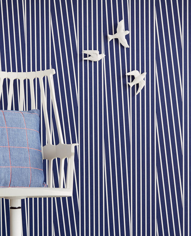 Maryam Navy Modern Stripe Wallpaper