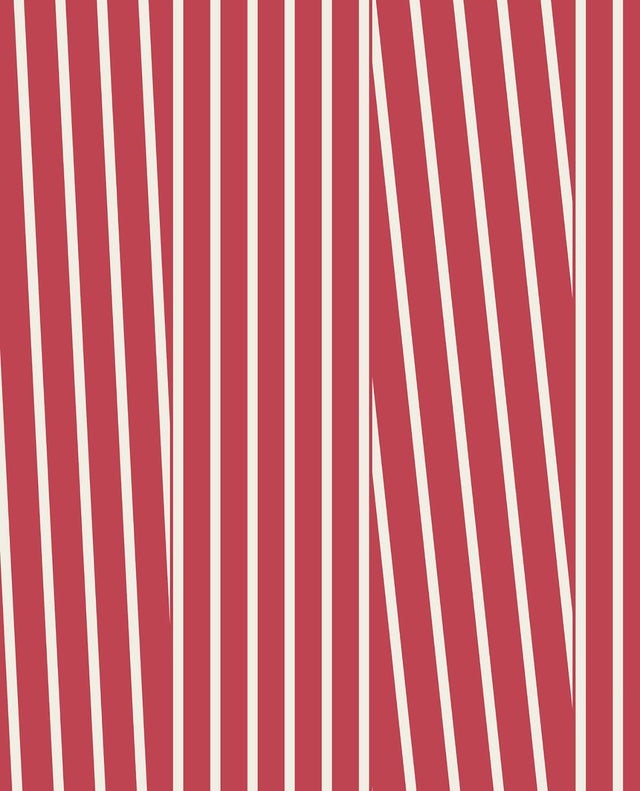 Maryam Red Modern Stripe Wallpaper