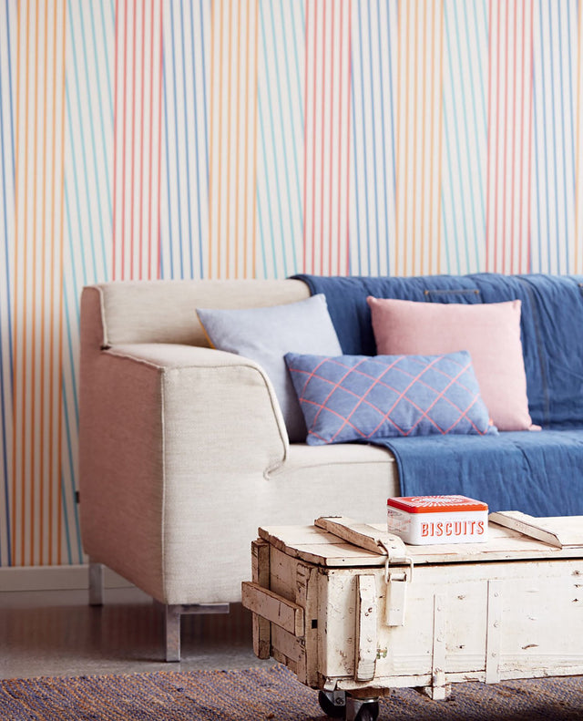 Maryam Multicolor Modern Stripe Wallpaper with Graphics Stripes Pattern - Eijffinger EJ377122