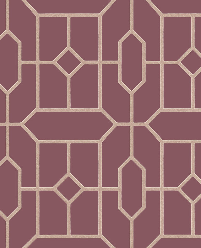 Johan Maroon Trellis Wallpaper
