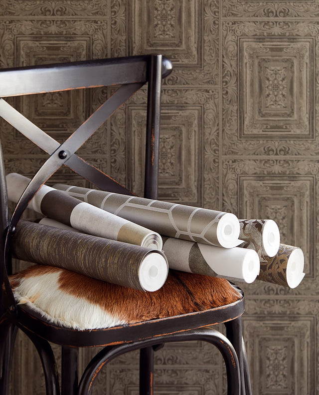 Olsson Charcoal Wood Panel Wallpaper