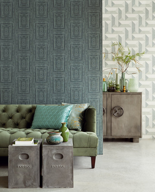 Olsson Dark Green Wood Panel Wallpaper
