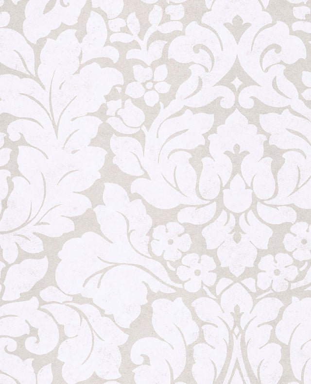 Arvid Off White Damask Wallpaper with Traditional Botanical Damask Pattern - Eijffinger EJ382540