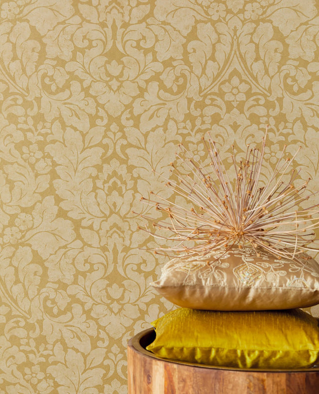 Arvid Beige Damask Wallpaper