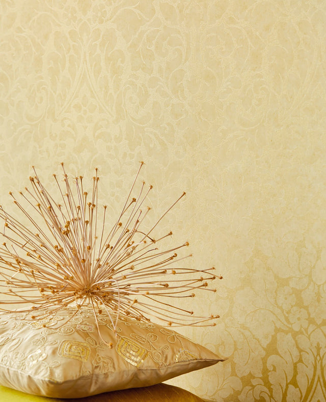 Arvid Beige Damask Wallpaper