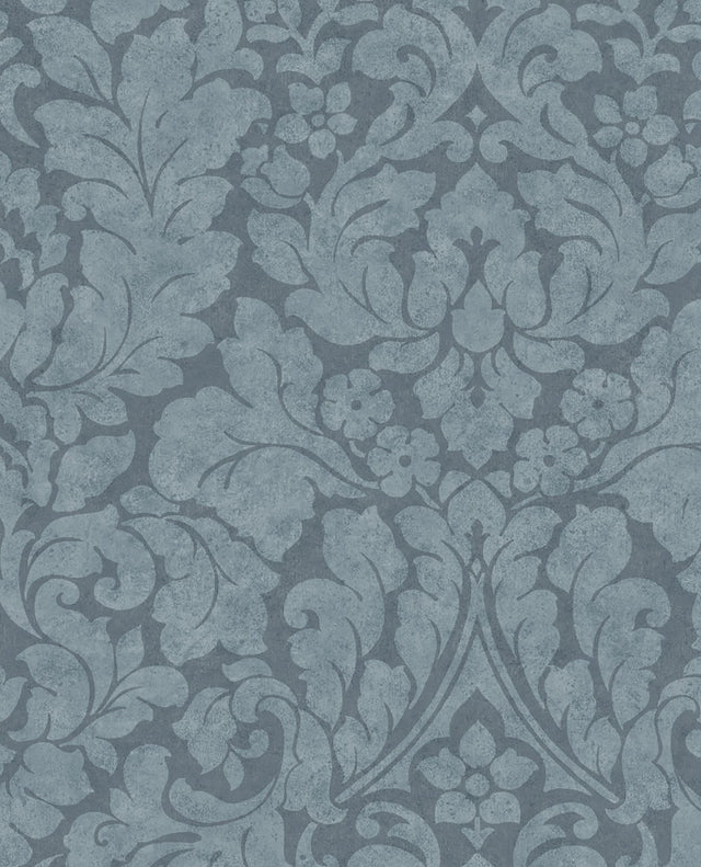 Arvid Blue Damask Wallpaper