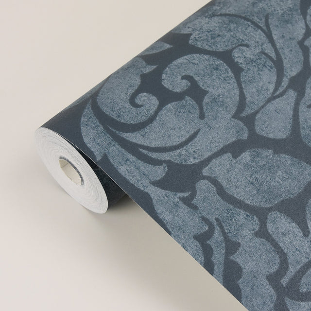 Arvid Blue Damask Wallpaper