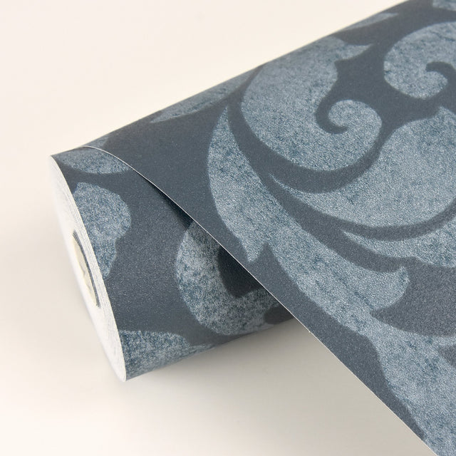 Arvid Blue Damask Wallpaper