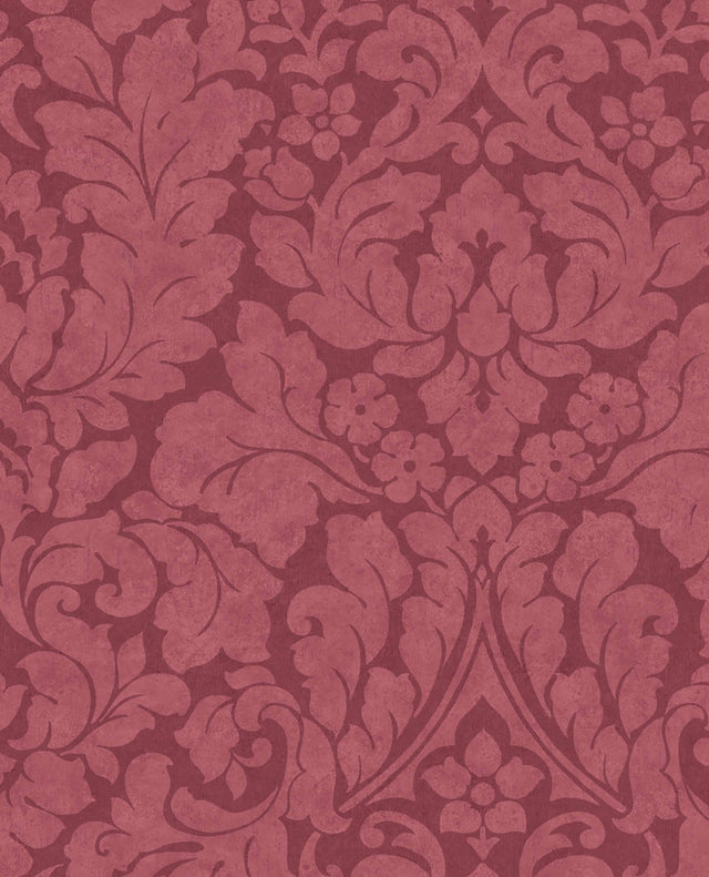 Arvid Maroon Damask Wallpaper with Traditional Botanical Motif - Eijffinger EJ382544