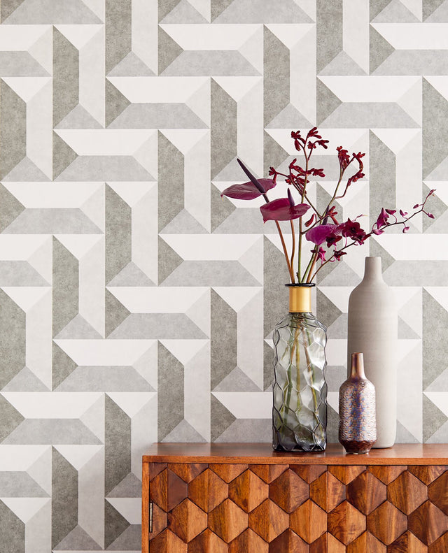 Sigge Dark Grey Geometric Wallpaper