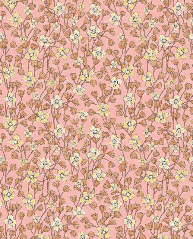 Maja Pink Miniature Floral Wallpaper with Scandinavian Botanical Flower Pattern - Eijffinger EJ383532