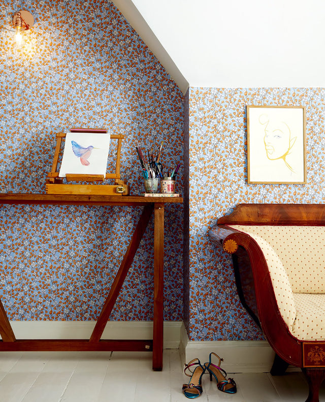 Maja Periwinkle Miniature Floral Wallpaper with Scandinavian Botanical Flowers Pattern - Eijffinger EJ383533