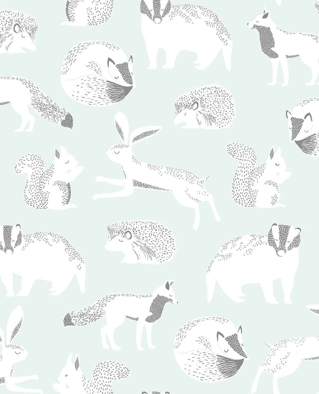 Mickel Off White Animals Wallpaper