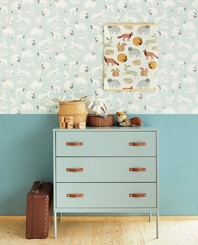 Mickel Off White Animals Wallpaper