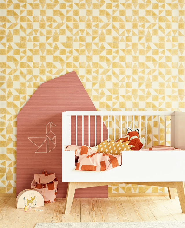 Robyn Wheat Geometric Wallpaper