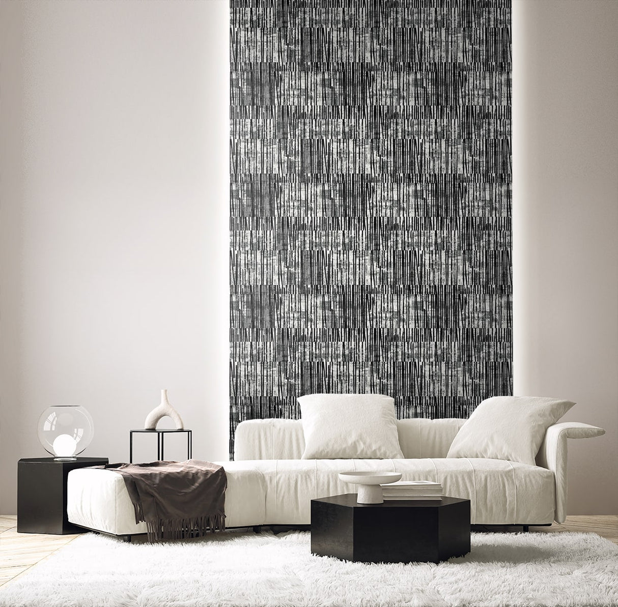 Serapha Lines Piano by Neutral Elements Contemporary Striped Wallpaper – Seabrook Designs EL20000