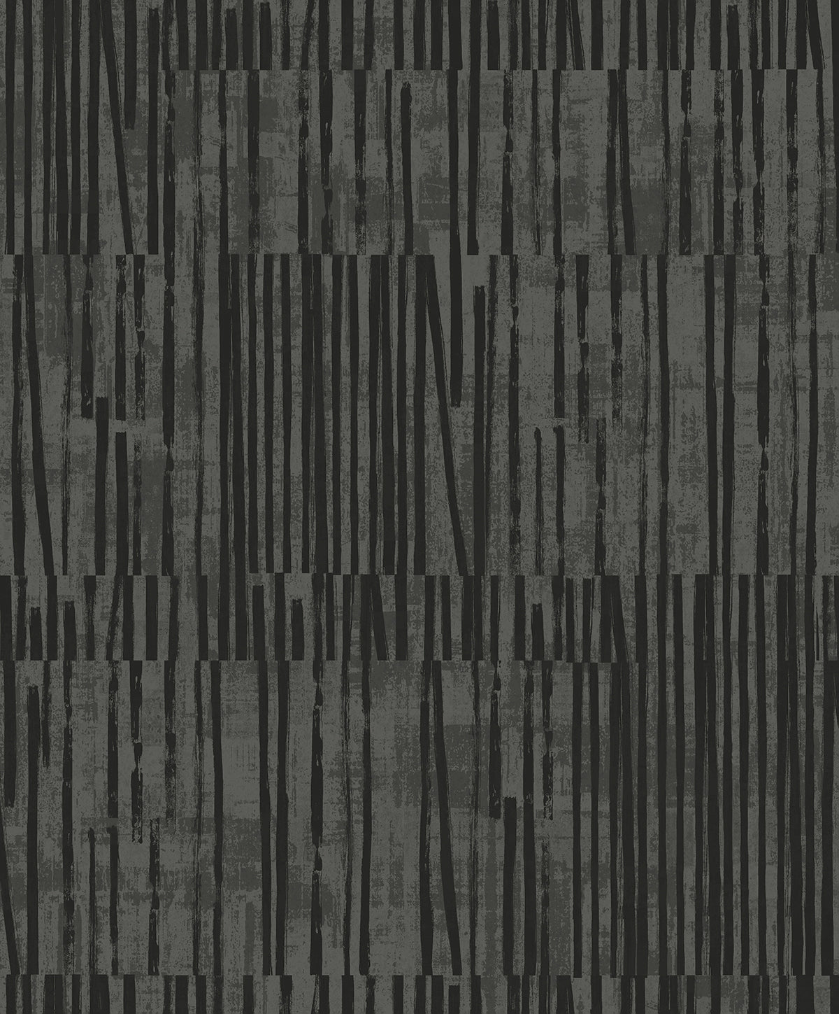 Serapha Lines Onyx striped wallpaper with metallic accents in black and charcoal tones