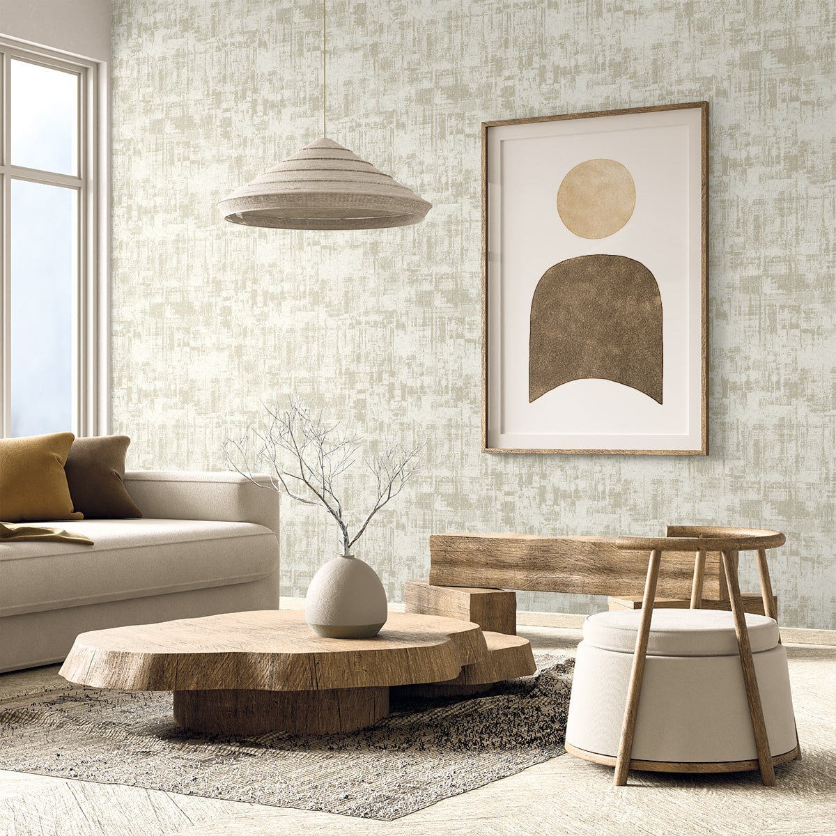 Flight Coconut by Neutral Elements Metallic Faux Texture Wallpaper – Seabrook Designs EL20107