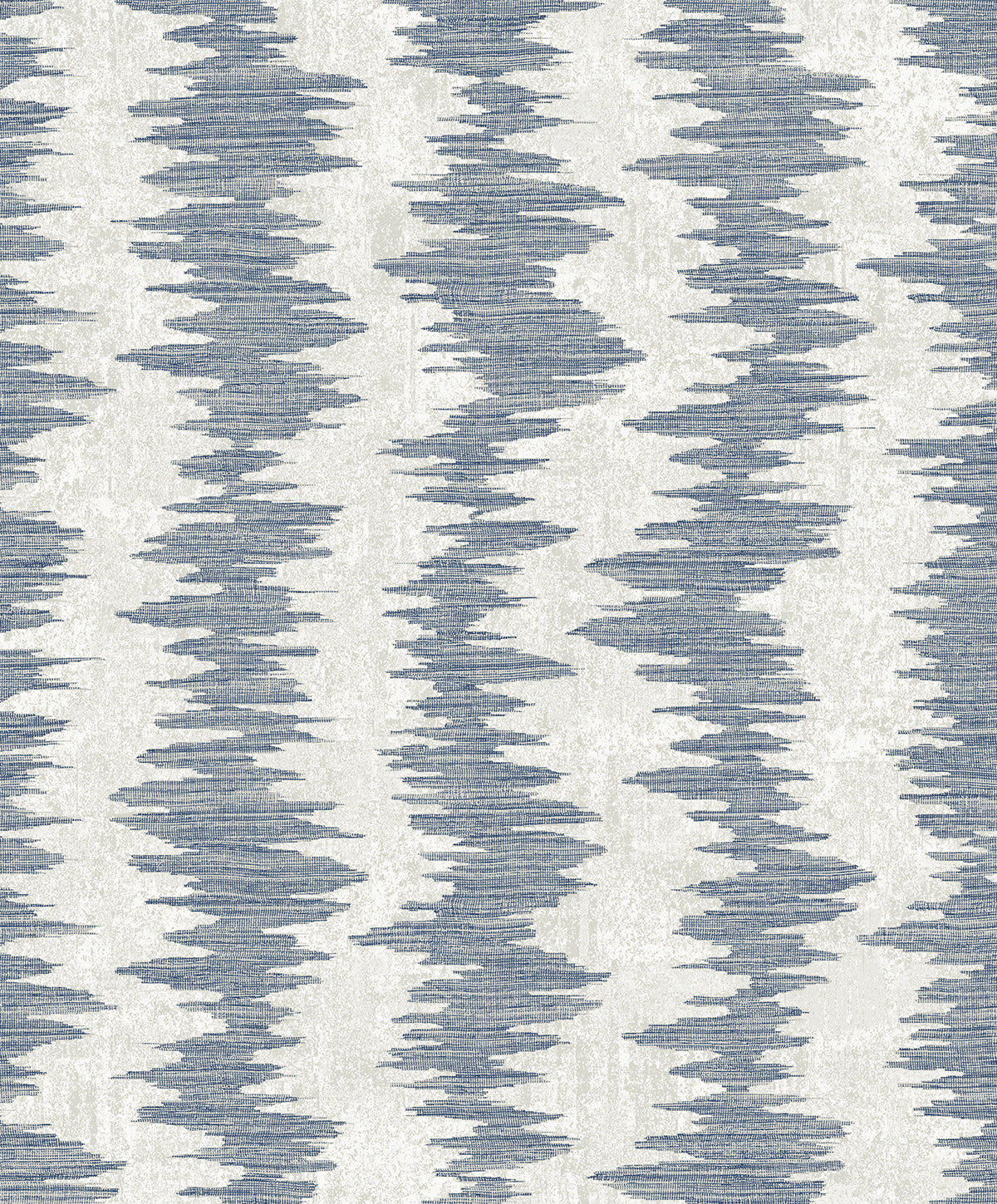 Noctara Blue Breeze metallic accent striped wallpaper pattern in blue and off-white