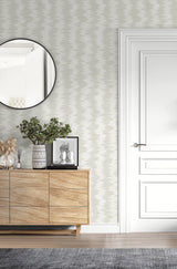 Noctara Dove by Neutral Elements Metallic Striped Wallpaper- Seabrook Designs EL20207