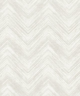 Elisiana Frost chevron wallpaper with subtle metallic accents in a soft white and off-white palette
