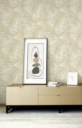 Zephyra Palms Golden Glitz by Neutral Elements Botanical Wallpaper – Seabrook Designs EL20607