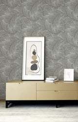 Zephyra Palms Cement by Neutral Elements Botanical Palm Wallpaper- Seabrook Designs EL20610