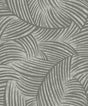Zephyra Palms wallpaper in Cement gray with overlapping palm fronds and metallic accents.