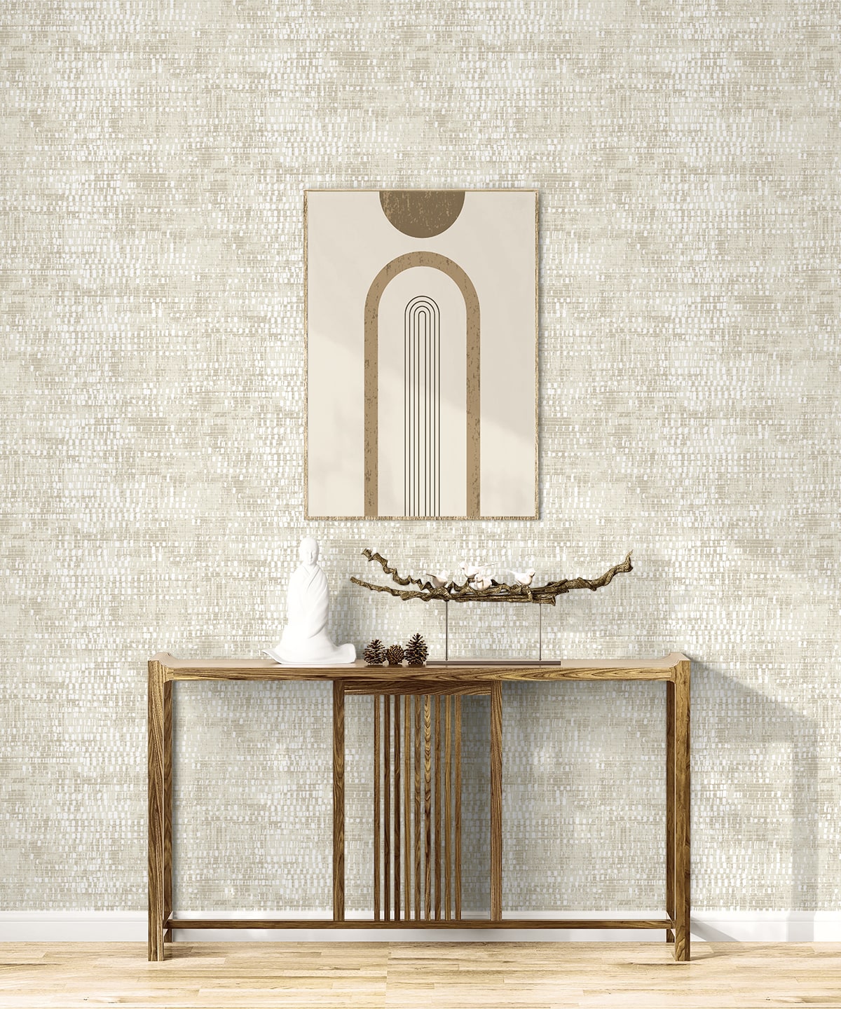 Nimbus Oat by Neutral Elements Metallic Textured Faux Wallpaper – Seabrook Designs EL20705